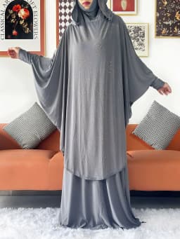 Two Piece Set Jilbab Prayer Clothes Muslim Abaya Set Women Prayer Garment Dress Hijab Long Khimar Skirt Sets Islamic Ramadan