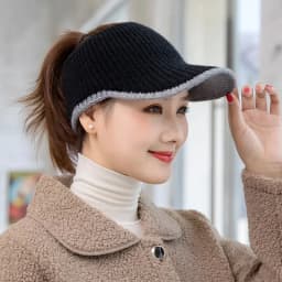Knitted Empty Top Baseball Cap Breathable Outdoor Leisure Knit Woolen Cap for Women Autumn Winter Cycling Fashionable Hat