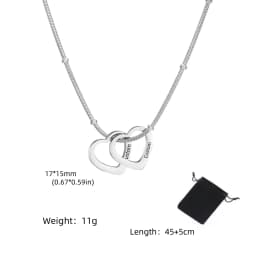 Customized Name Date Love Necklace Stainless Steel Personalized Carving Name 1-4 Heart Shaped Love Necklace Couple Family Gift