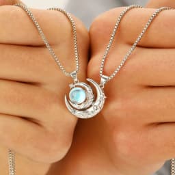 2pcs Set Retro Hollowed Magnetically Attract Sun Moon Heart Crystal Pendant Couple Necklaces for Women Men Friend Jewellery Gift