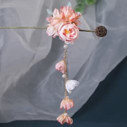 New Artificial Flower Floral Hairpin Forks U-shaped Tassel Hair Clip Fork Vinatge Chinese Style Tassel Headwear Hanfu