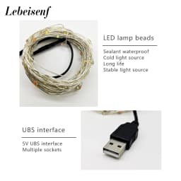USB LED Fairy Lights Copper Wire String 5M 10M Holiday Indoor Night Lamp Garland For Christmas Tree Wedding Party Decoration
