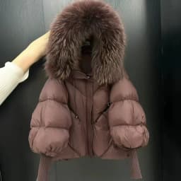 Winter High End Natural Large Fur Collar Down Jacket Female Hooded Warm Thick Parker Jacket Women White Duck Down Loose Outwears