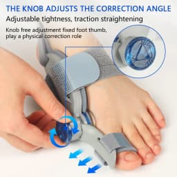 Unisex Bunion Foot Adjuster Rotating Knob Hallux Valgus Splint Big Toe Straightener Brace with Heel Strap for Left Right Foot