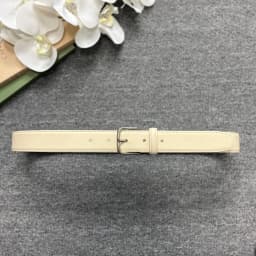 Minimalist style needle buckle calf leather belt, genuine leather women's casual pants belt, silver buckle calf leather white be