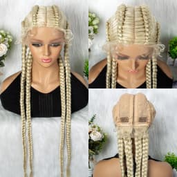 32 inches Large Four Braid Lace Wig for Black Women Braided Wig Full Lace Box Braids Wig Women Synthetic Braided