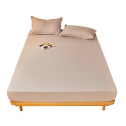 100% Cotton Fitted Bed Sheet with Elastic Band Solid Color Anti-slip Adjustable Mattress Cover for Single Double King Queen Bed