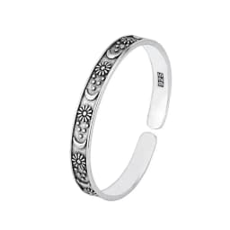 Retro Personality Star Moon And Flower 925 Sterling Silver Fashionable Ins Style Opening Bracelets SL103