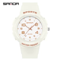 Sanda 9074 Trendy Design Soft Student Watch TPU Strap 50M Depth Waterproof Quartz Movement Children Fashion Sports Wrist Watch