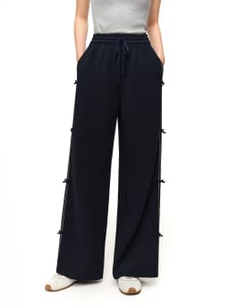 DUSHU 【Tie of Hearts】Sweet & Chic Bow-Decorated Wide Leg Pants New Spring 2026 Collection Women's High-Waisted Casual Pants