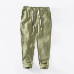 Spring Summer New Breathable 100% Linen Straight Pants Men Clothing Casual Simple Slim Trousers BL8236