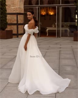 Simple Strapless A-Line Wedding Dresses Off the Shoulder Sleeveless Sweep Train Bridal Gowns Vestidos De Noiva