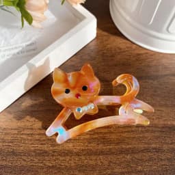 1pc Korean Cute Kitten Point Drill Acetic Acid Grab Girl Sweet Side Medium Half a Ponytail Nappy Little Hair Clip