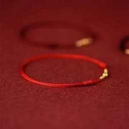 Hand Braided Red Rope Bracelet Copper Lucky Bead Hand Rope Couple Bracelet Simple Buckle Ethnic Original Female Accessory