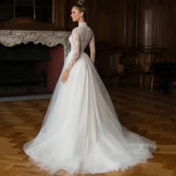 Exquisite Beading Lace Wedding Dress High Neck A-Line Tulle Floor Length Bride Long Sleeve Illusion Customized Gowns Robe