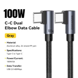 Essager Elbow PD100W USB C to USB C Charging Cable for iPhone 17 16 15 Pro Samsung MacBook iPad Type C Fast Charging Data Cord