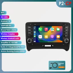 Hizpo 2 Din Android 14 Car Radio For Audi TT MK2 8J 2006-2014 Multimedia Stereo GPS Navi Head Unit Carplay Intelligent Systems