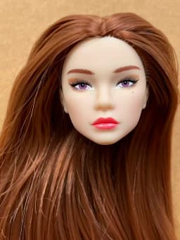1/6 Coffee Beige Superwhite Skin Doll Heads Candy Color Hair Heads Collective Female Doll Figure Toys