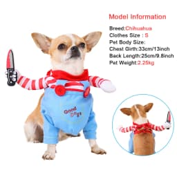 Funny Cat Clothes with Toy Knife Cute & Scary Pet Costume for Kittens Small Cats Dogs Halloween Cosplay Outfit Party Photo Props