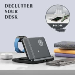 Foldable 3 in 1 Wireless Charger for Samsung Z Flip/Z Fold 8 Ultra/7/6/5/ Galaxy Watch 9/8/7/6 Buds4/3 Pro Fast Charging Station