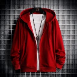 Sweatshirt for Men Coat Jacket Plush Lined Cardigan Hoodie Front Pockets Warm Zipper Lamb Wool Printed Feather Autumn Winter Red