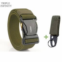 Luxury Metal Quick Release Pluggable Buckle Elastic Belt For Men Durable Tactical Belts Cowboy Outdoor Stretch Army Belt Hunting