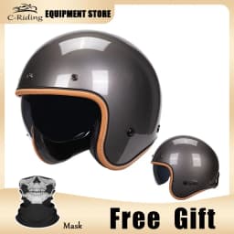 Jet Helmet DOT Open Face Helmet for Men Women Retro 3/4 Motorcycle Helmets Vintage Cafe Racer Half Face Helmet Capacete De Moto