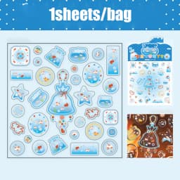 Laser Silver Resin Drop Sticker Sheet Planner Decor Sticker Journal Collage Card Frame Phone Case Mug Card Holder, Mr. Paper