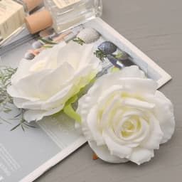 30pcs/Lot 9cm-10cm Large Artificial White Rose Silk Flower Heads DIY Wedding Decoration Wreath Scrapbooking Craft Fake Flowers