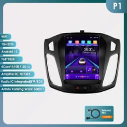 OSSURET 9.7inch 2 DIN Android 13 Car Radio for Ford Focus 3 MK 3 2011-2019 Multimedia Stereo Vertical Screen Carplay 360Camera