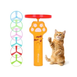 Cat Chase Fetch Toy Rechargeable Disc Launcher with 6 Flying Spinners Interactive Pet Hunting Toys Indoor Outdoor Yard Cats Dog