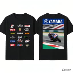 2026 YAMAHA White Oversized Retro Racing Print Cotton T-Shirt Unisex Breathable Biker Street Top
