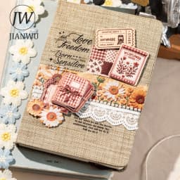 JIANWU Vintage Weave Label Relief Landscape Material Collage Scrapbooking Sticker Creative DIY Journal Stationery
