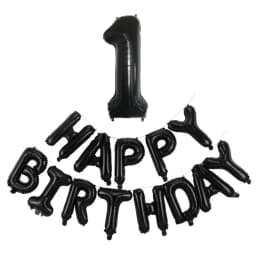 Black 32-Inch Number 1-30 Balloons and 16-Inch 'Happy Birthday' Letter Foil Balloons Set Birthday Party Decoration Supplies