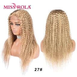 Miss Rola Brazilian Human Hair Curly Wigs 180% Density 4x4 Lace Closure Wig Kinky Curly Hair Wig Remy Pre Plucked With Baby Hair