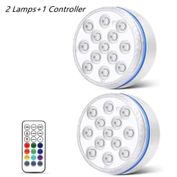 Submersible 13LEDs Lights Waterproof Underwater RGB with Remote Control Colour-Changing Light, Battery-Operated Flameless Lamps