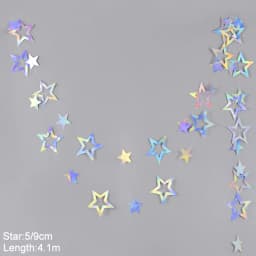 Iridescent Star Moon Circle Garland Ramadan EID Mubarak Birthday Party Decorations Hanging Crescent Twinkle Little Star Streamer