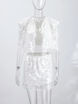 Mini Sequin Skirt Women's Skirts Iridescent Oversized Disc Sequins High-Waisted Fit Beach Vacation Outfit Woman Clothes