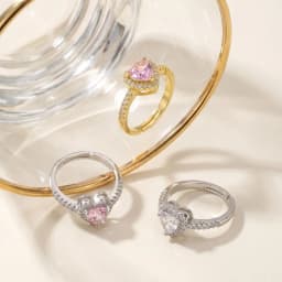 Heart Ring Adjustable for Women Zircon Love Shaped Open Ring Silver Color Romantic Promise Jewelry Gift