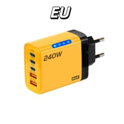 5 in 1 240W GaN Fast Charger With LED Light 2USB+3Type-C Multi Port Phone Charging Head For iPhone Huawei Laptop Tablets 2025