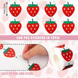 500Pcs /1 Rolls 2.5cm/1inch Red Laser Strawberry Shaped Sticker Decoration Gift Box Sticker Label Stationery Sticker