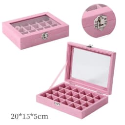 New Transparent Window Large Capacity 24 Grid Jewelry Storage Box, Simple And High-end Ring Necklace Jewelry Storage Display Box