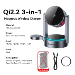 Essager 3 in 1 Magnetic Wireless Charger Qi2.2 25W Fast Charging Stand For iPhone 17 16 Pro Max Apple