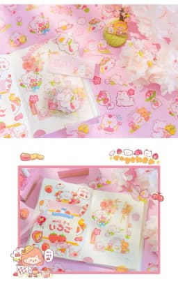 46pcs/pack PET Fleecy Pink Bunny Kitten Puppy Piggy Cute DIY Decorative Materials Kawaii Stationery Stickers Bag