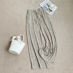 Slimming Wide-leg Long Pants, Spring Casual Thin Knitted Pant For Summer
