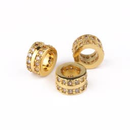 3pcs Micro Pave Zirconia Beads Round Geometry Metal Cubic Zircon Beads for DIY Bracelet Necklace Design Jewelry Crafts Making