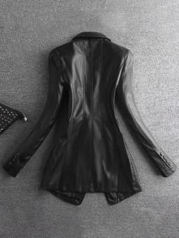 Lautaro Spring Elegant Black Light Soft Faux Leather Blazer Long Sleeve Slim Fit Luxury Women Blazers and Jackets Fashion 2021