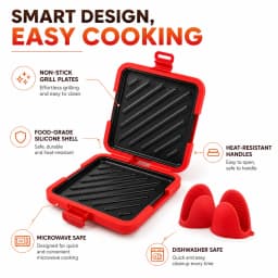 Microwave Sandwich Maker Non Stick Toastie Grill Pan With Silicone Mitts Removable Baking Plates For Fast Breakfast