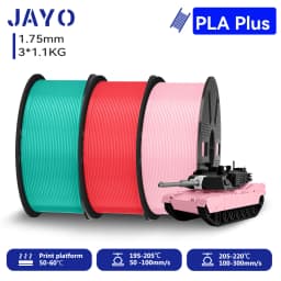JAYO 3*1.1KG PLA + Filament 1.75MM PLA Plus 3D Printer Filament 1.1KG/roll For FDM Neatly Wound Coloful 3D Printing Material for 3D Printer & Pen