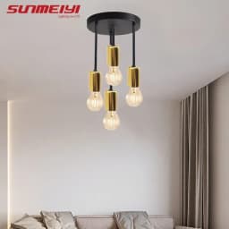 1pc Black Modern Simple Four-head E27 Bulb Base Ceiling Lamp Suitable for Entrance Bedroom Kitchen Corridor Chandelier